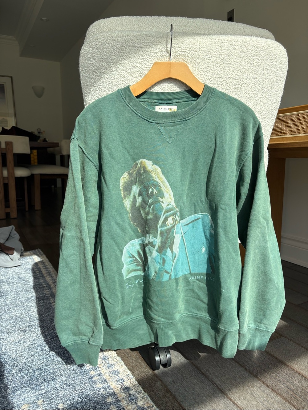 Anine Bing Green Graphic David Bowie Sweatshirt - Small